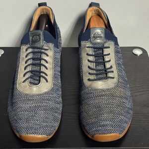 Born Barrett Shoes Mens Blue Knit Leather Lace Up Slip On Shoes Sz 13 Casual